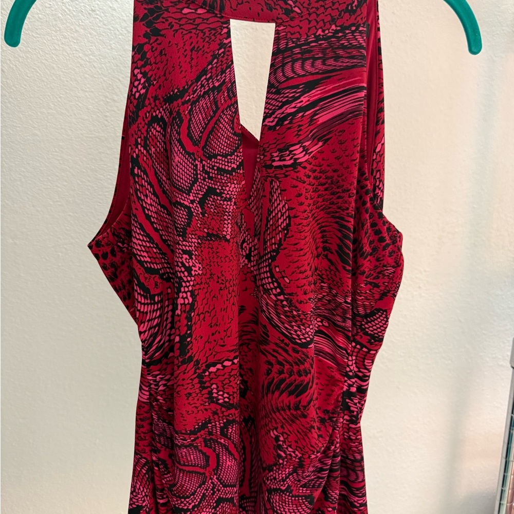 White House Black Market Red and Black Patterned Dress